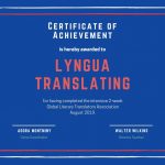 Global Literary Translators Association Diploma 2019