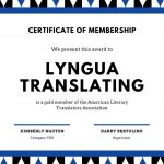 Gold Membership of American Literary Translators Association